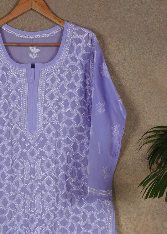 Firgun Purple Lucknowi Chikankari Cotton Kurta