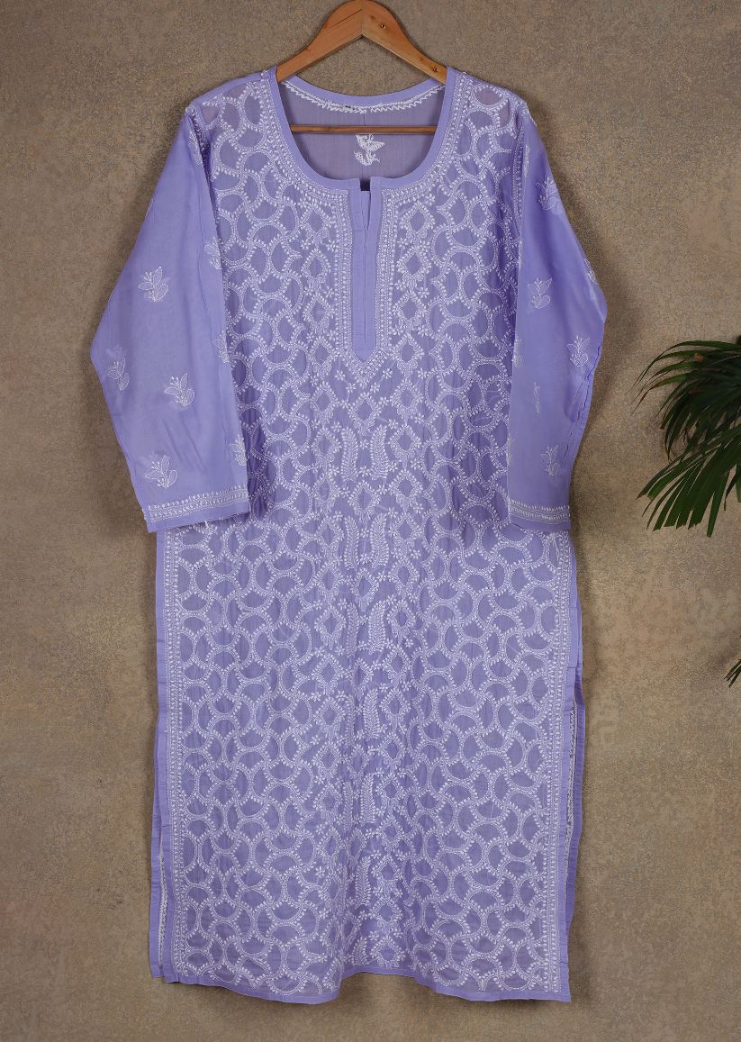 Firgun Purple Lucknowi Chikankari Cotton Kurta