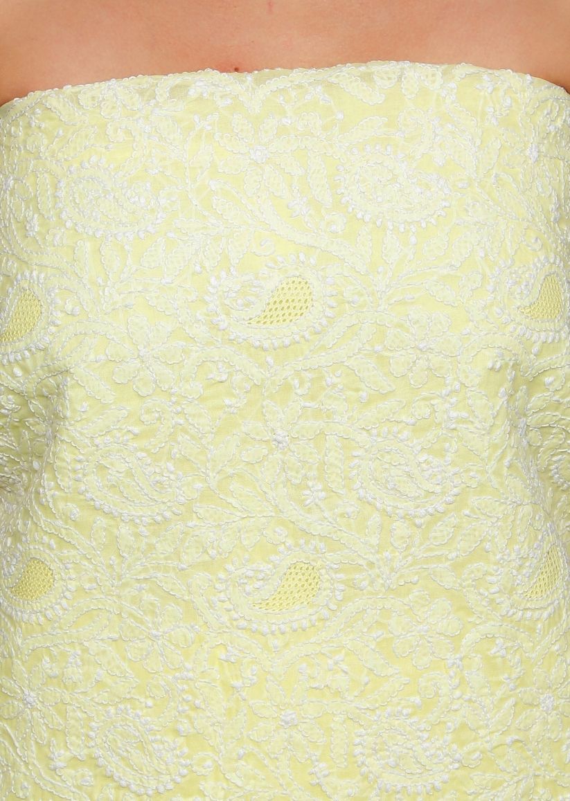 Firgun Lemon Lucknowi Chikankari Cotton Unstitched Suit Set