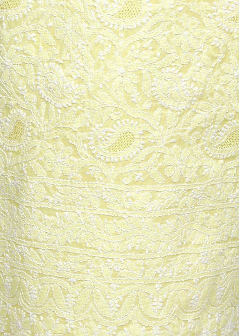 Firgun Lemon Lucknowi Chikankari Cotton Unstitched Suit Set