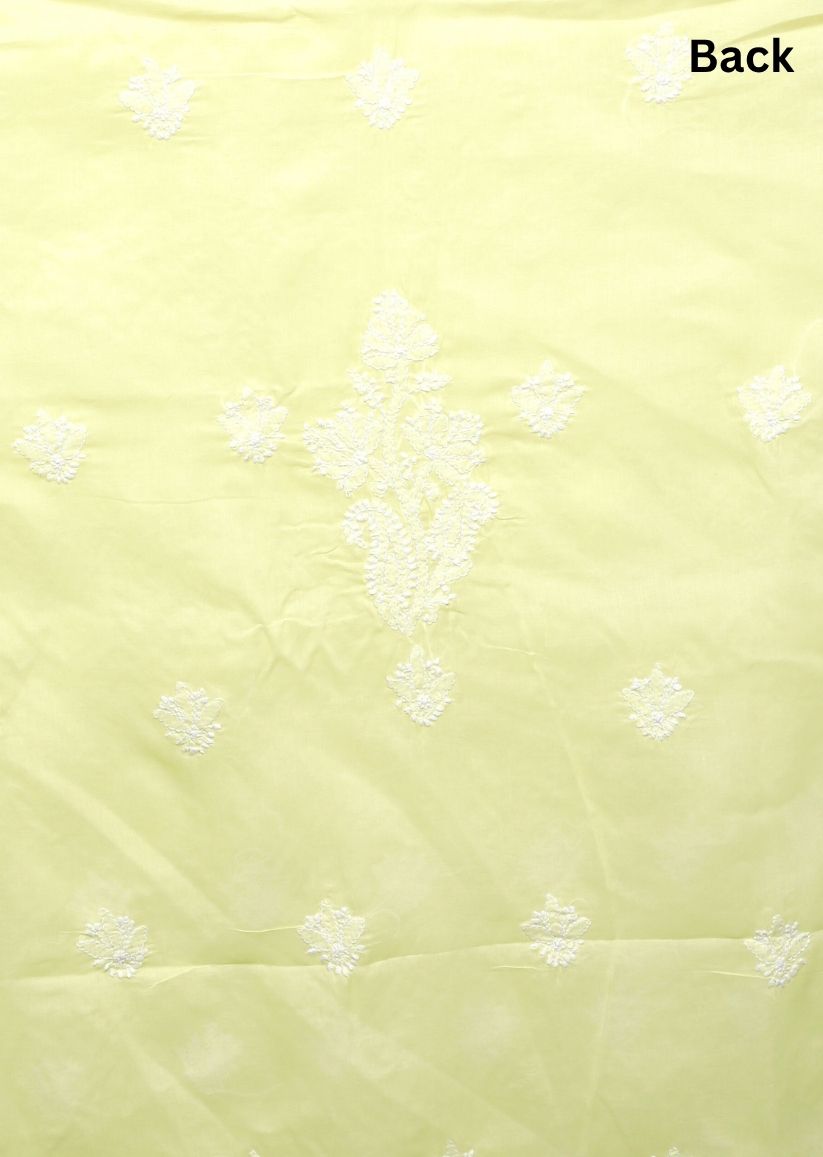 Firgun Lemon Lucknowi Chikankari Cotton Unstitched Suit Set
