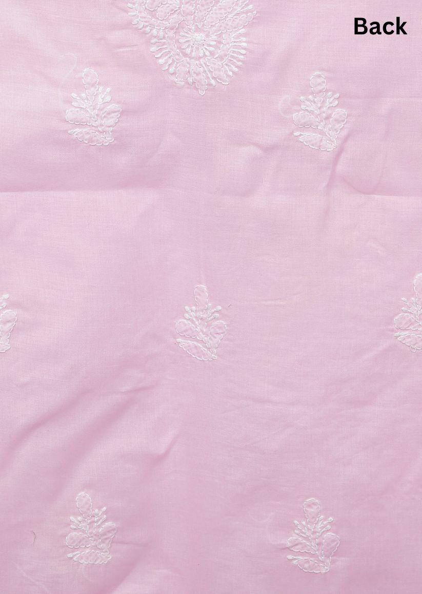 Firgun Baby Pink Lucknowi Chikankari Cotton Unstitched Suit Set