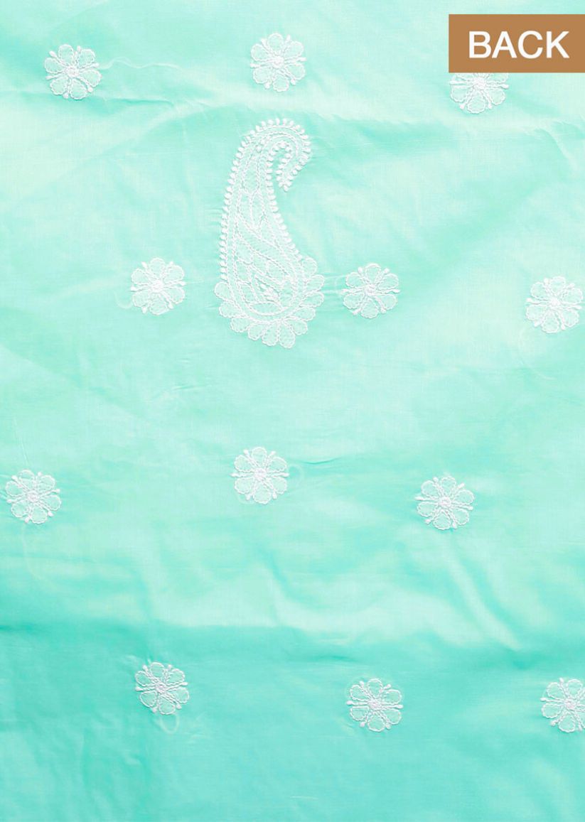 Firgun Sea Green Lucknowi Chikankari Cotton Unstitched Suit Set