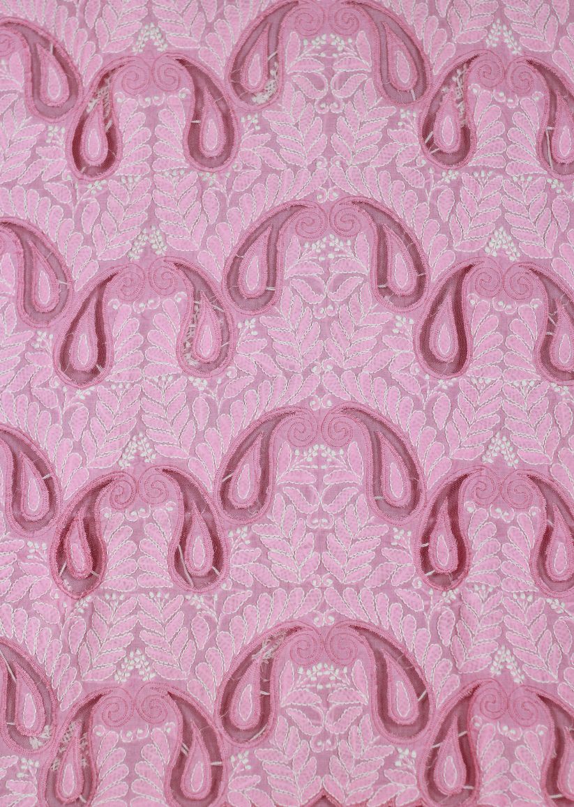 Firgun Pink Lucknowi Chikankari Cotton Unstitched Kurta