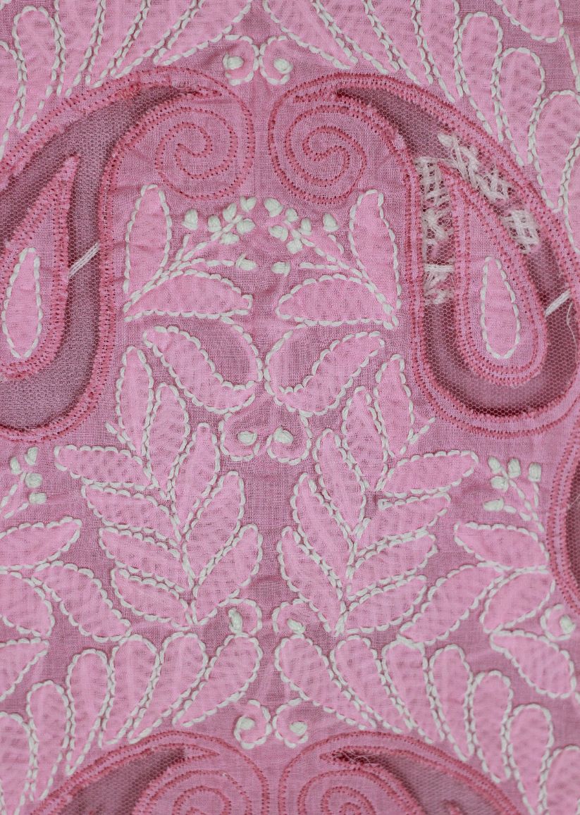 Firgun Pink Lucknowi Chikankari Cotton Unstitched Kurta