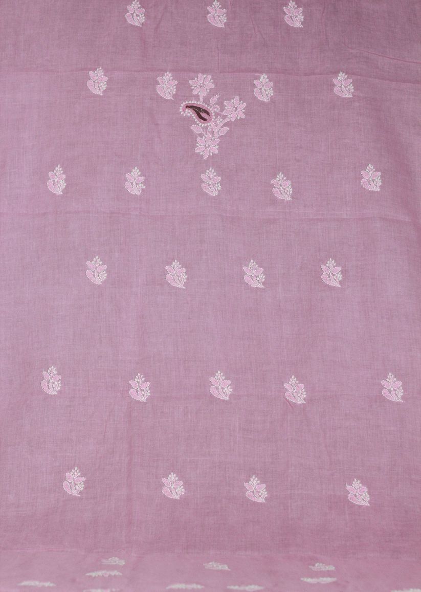 Firgun Pink Lucknowi Chikankari Cotton Unstitched Kurta