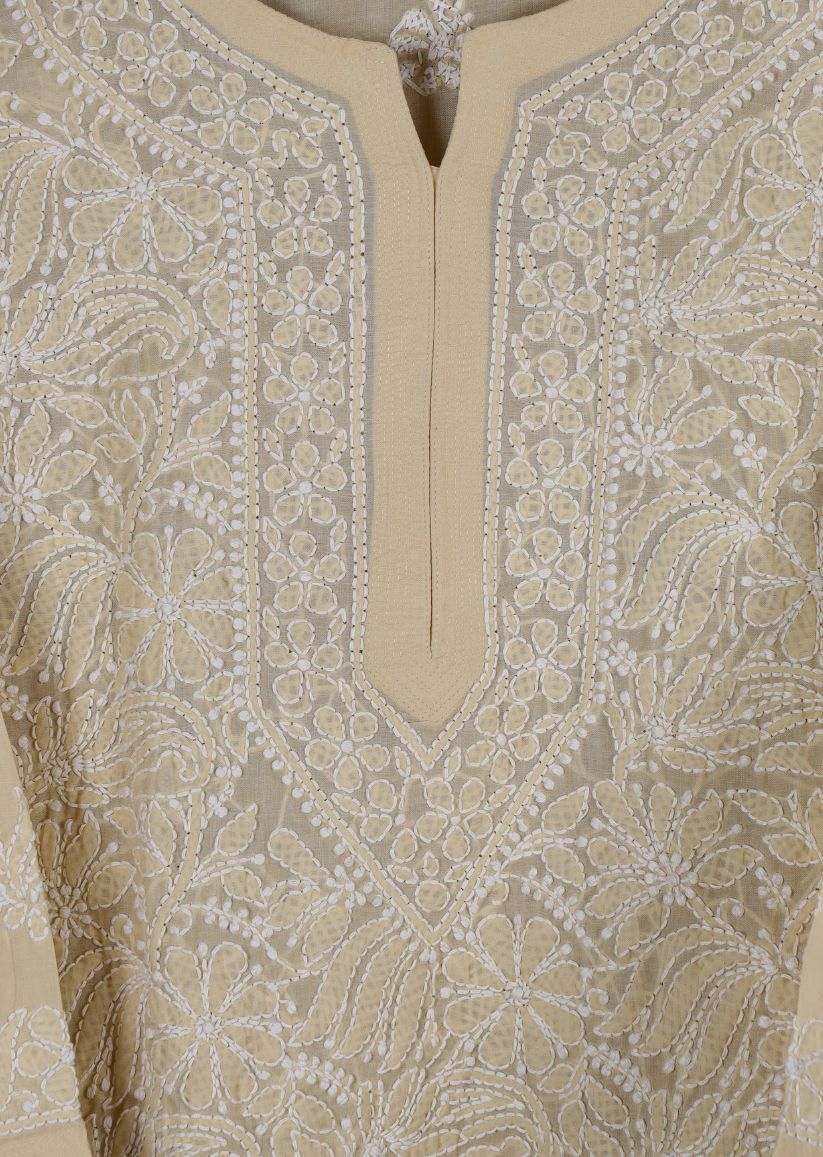 Firgun Green Lucknowi Chikankari Cotton Top