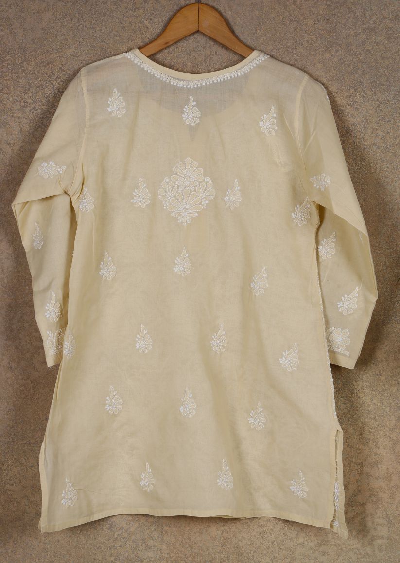 Firgun Green Lucknowi Chikankari Cotton Top