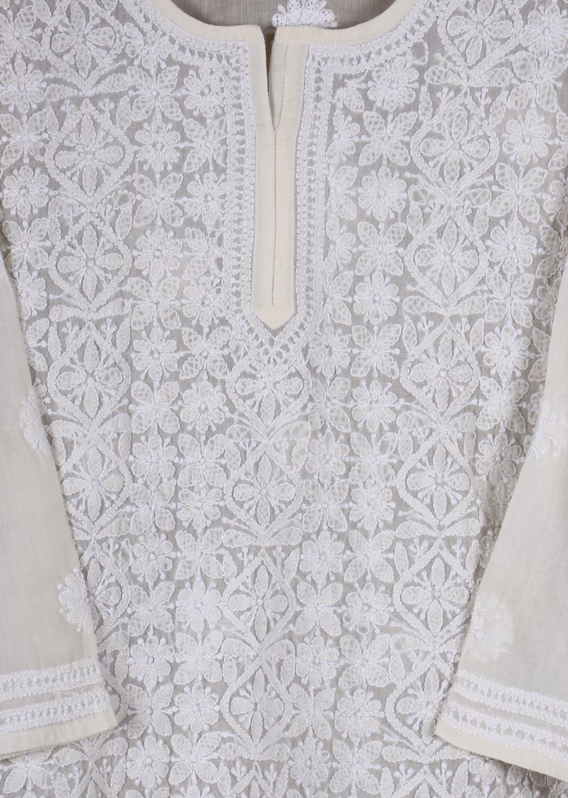 Firgun Purple Lucknowi Chikankari Cotton Top