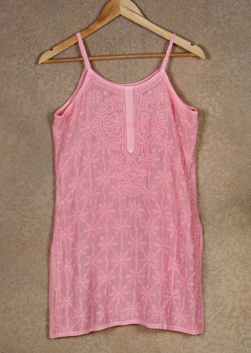 Firgun Lucknowi Chikankari Muslin Spaghetti Top