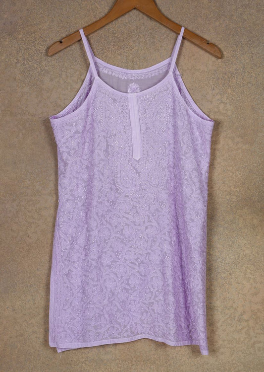 Firgun Lucknowi Chikankari Muslin Spaghetti Top