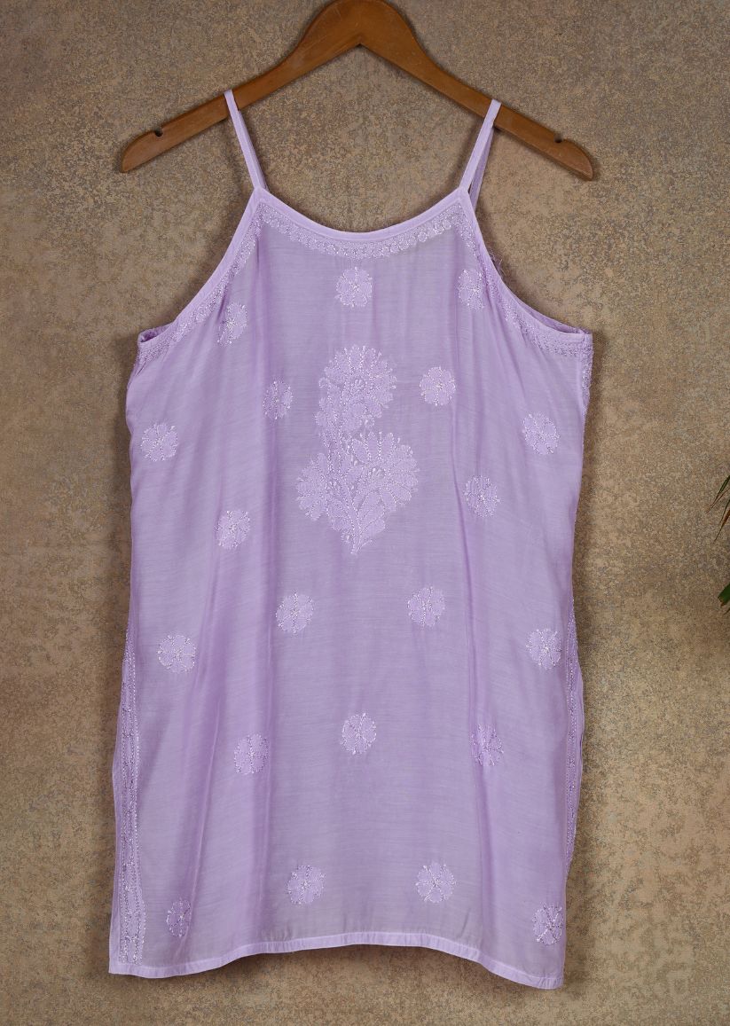 Firgun Lucknowi Chikankari Muslin Spaghetti Top