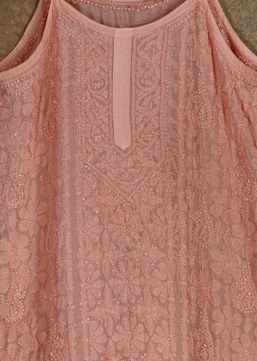 Firgun Lucknowi Chikankari Muslin Spaghetti Top