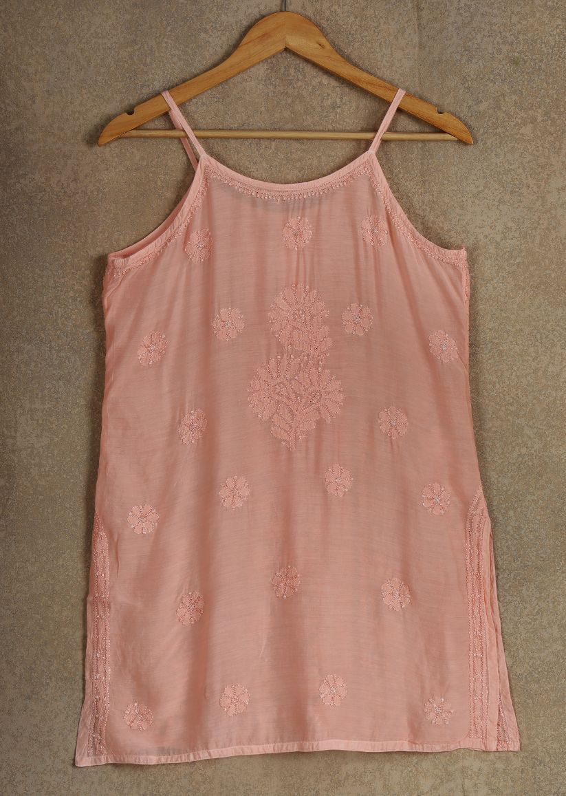 Firgun Lucknowi Chikankari Muslin Spaghetti Top