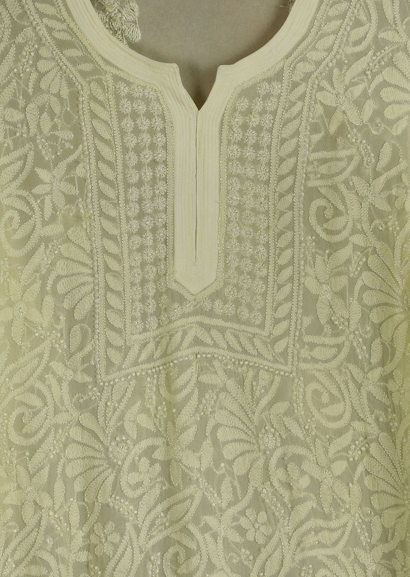 Firgun Lavender Lucknowi Chikankari Viscose Georgette Kurta