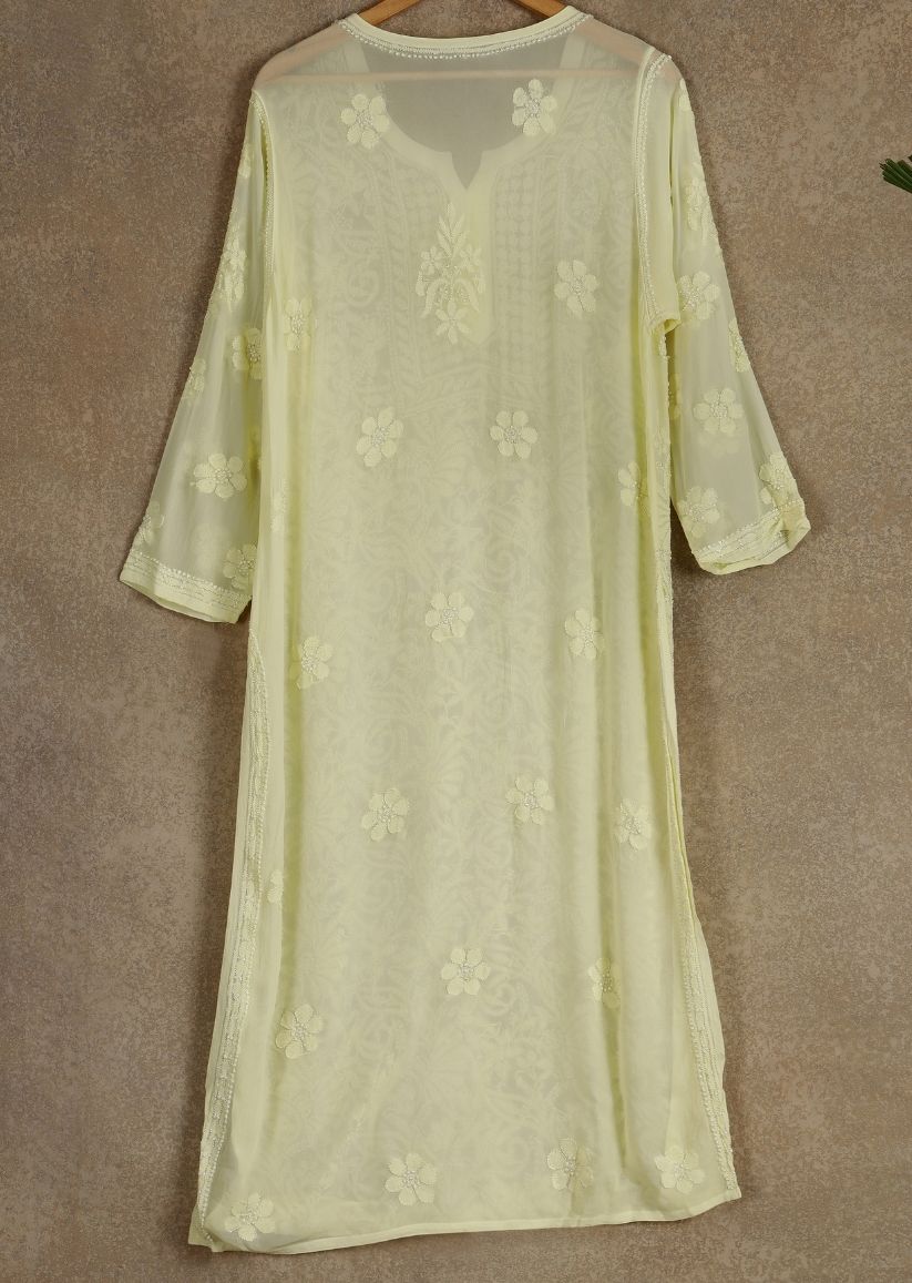 Firgun Lavender Lucknowi Chikankari Viscose Georgette Kurta
