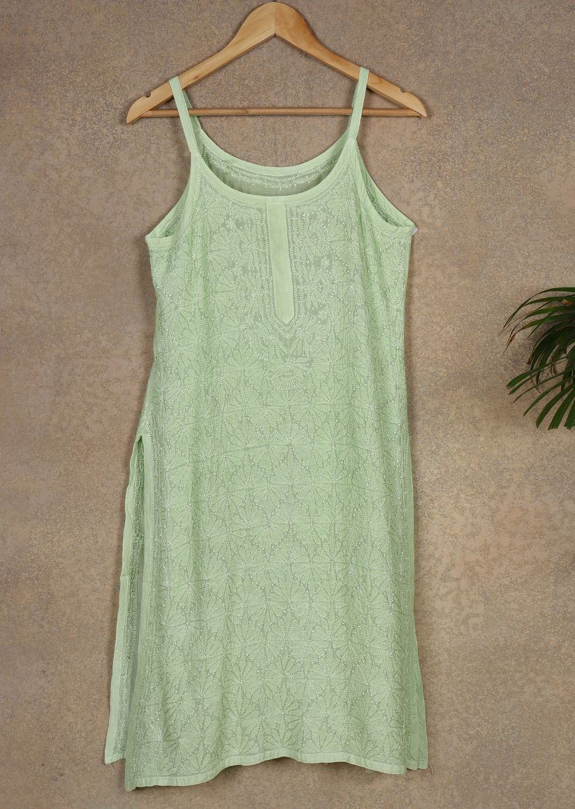 Firgun Lucknowi Chikankari Muslin Spaghetti Style Kurta