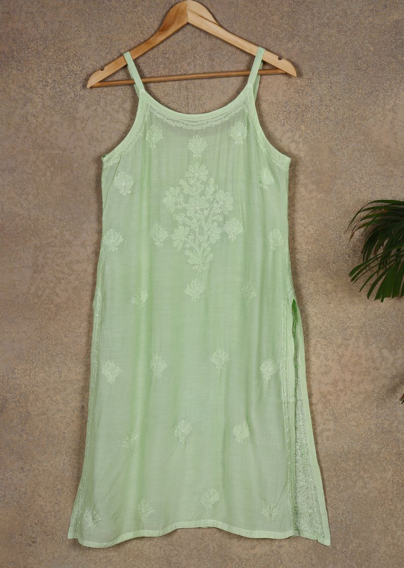 Firgun Lucknowi Chikankari Muslin Spaghetti Style Kurta