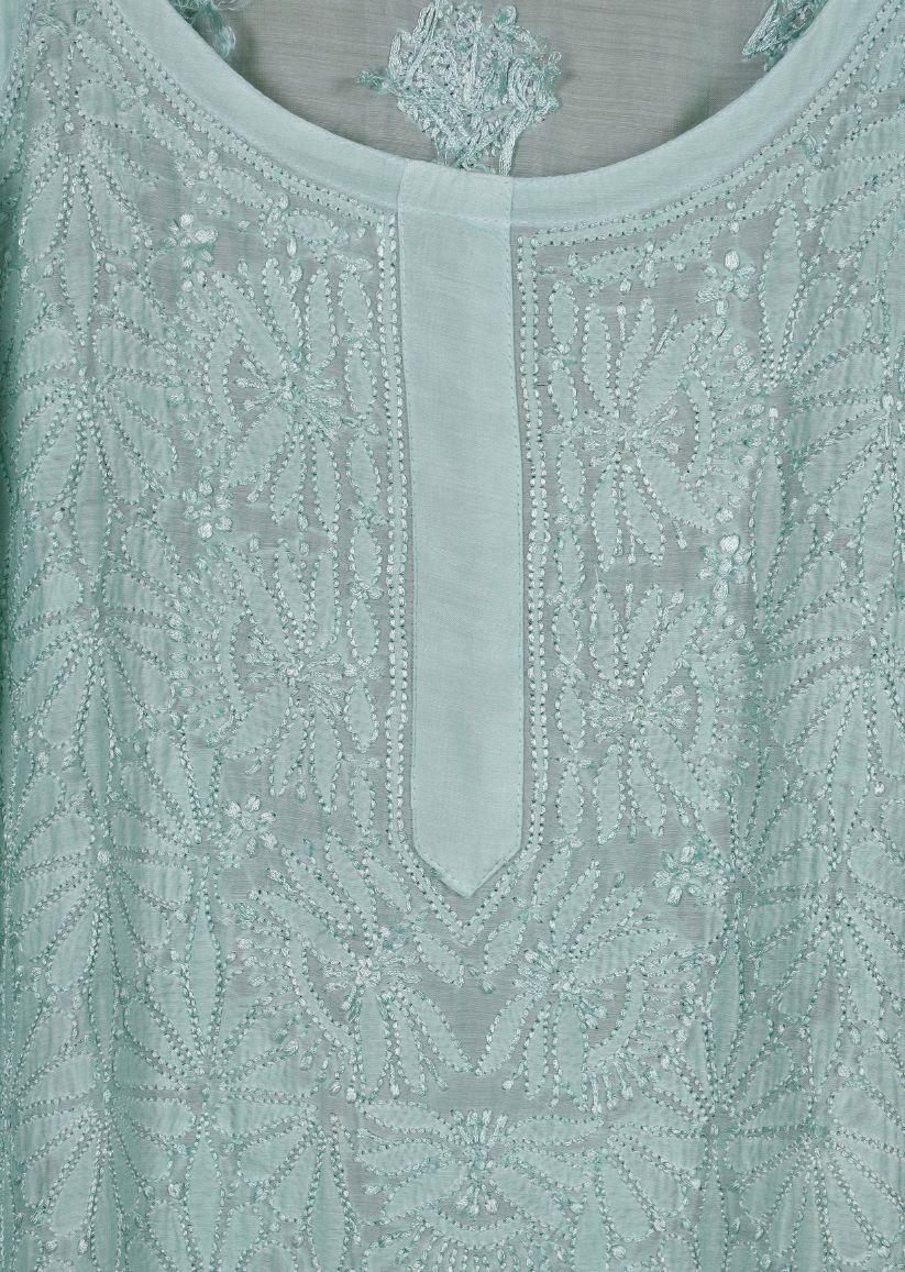 Firgun Lucknowi Chikankari Muslin Spaghetti Style Kurta