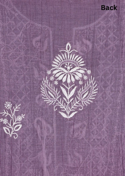 Firgun Mauve Lucknowi Chikankari & Pearl Work Mul Chanderi Unstitched Kurta & Dupatta Set
