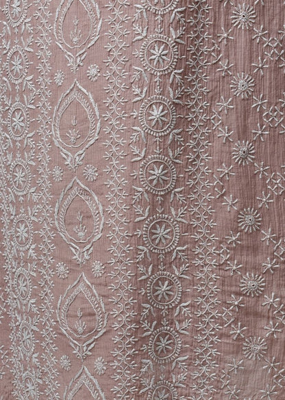 Firgun Mouse Lucknowi Chikankari Maheshwari Cotton Unstitched Kurta & Dupatta Set