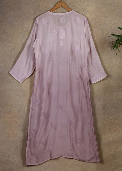 Firgun Dusty Mauve dual shade Lucknowi Chikankari Muslin Kurta