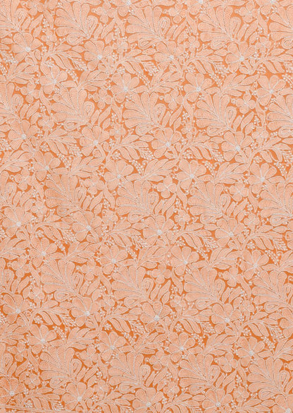Firgun Hand Embroidered Orange Lucknowi Chikankari Georgette Unstitched Suit Set