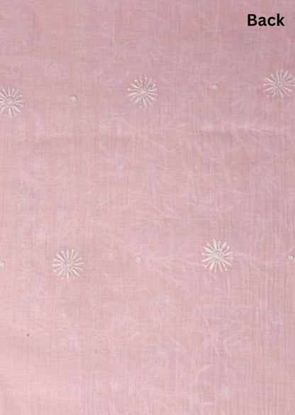 Firgun Baby Pink Lucknowi Chikankari & Pearl Work Mul Chanderi Unstitched Kurta & Dupatta Set