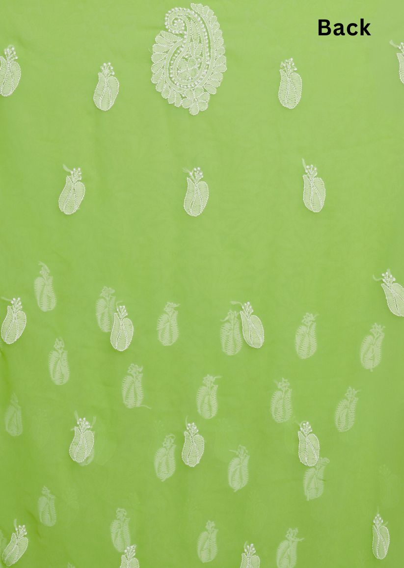 Firgun Hand Embroidered Pista Green Lucknowi Chikankari Georgette Unstitched Suit Set