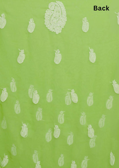 Firgun Hand Embroidered Pista Green Lucknowi Chikankari Georgette Unstitched Suit Set