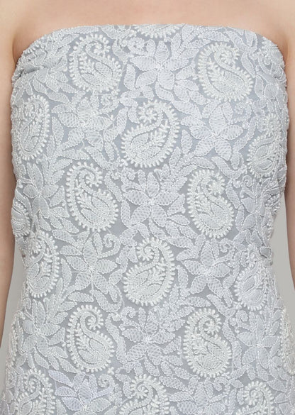 Firgun Hand Embroidered Grey Lucknowi Chikankari Georgette Unstitched Suit Set