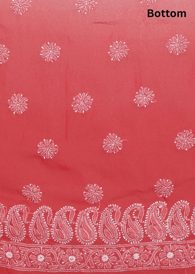 Firgun Red Lucknowi Chikankari Georgette Unstitched Suit Set