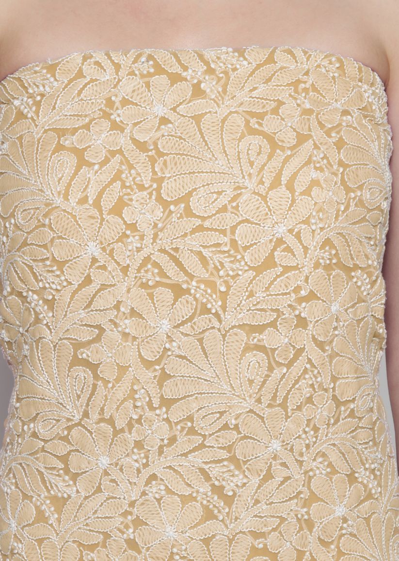 Firgun Hand Embroidered Beige Lucknowi Chikankari Georgette Unstitched Suit Set
