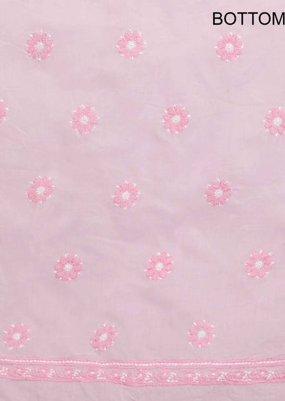 Firgun Pink Lucknowi Chikankari Cotton Unstitched Suit Set