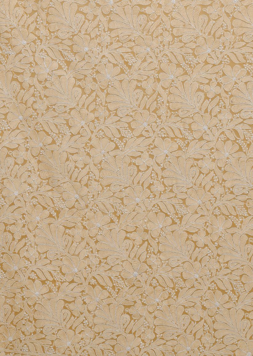 Firgun Hand Embroidered Beige Lucknowi Chikankari Georgette Unstitched Suit Set