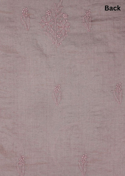 Firgun Cola Lucknowi Chikankari Chanderi Silver Tissue Unstitched Kurta & Dupatta Set