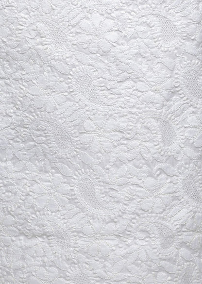Firgun White Lucknowi Chikankari Cotton Unstitched Suit Set