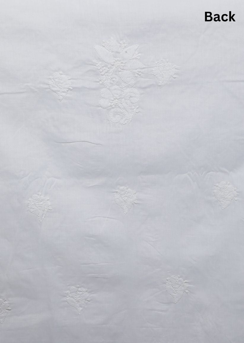 Firgun White Lucknowi Chikankari Cotton Unstitched Suit Set