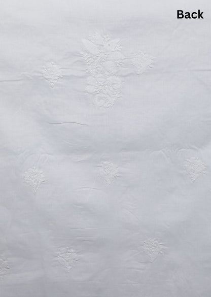 Firgun White Lucknowi Chikankari Cotton Unstitched Suit Set