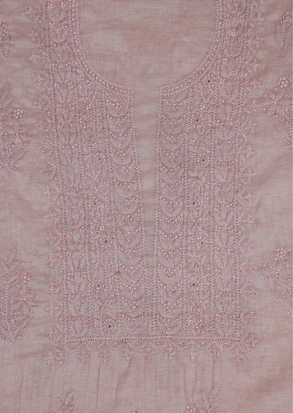 Firgun Cola Lucknowi Chikankari Chanderi Silver Tissue Unstitched Kurta & Dupatta Set