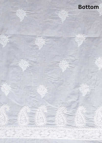 Firgun White Lucknowi Chikankari Cotton Unstitched Suit Set