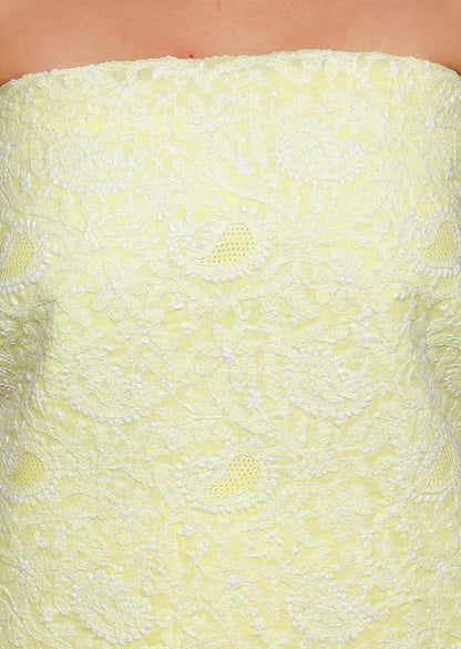 Firgun Lemon Lucknowi Chikankari Cotton Unstitched Suit Set