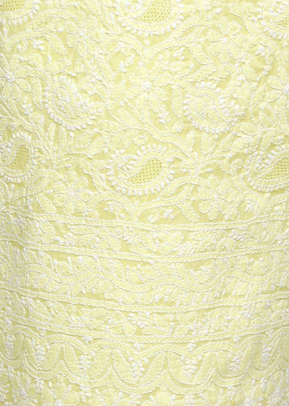 Firgun Lemon Lucknowi Chikankari Cotton Unstitched Suit Set