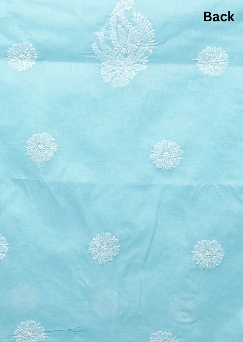 Firgun Blue Lucknowi Chikankari Cotton Unstitched Suit Set