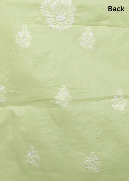 Firgun Lime Green Lucknowi Chikankari Cotton Unstitched Suit Set