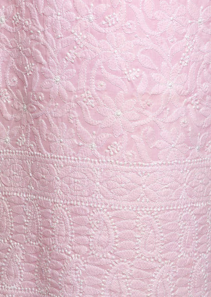 Firgun Blush Pink Lucknowi Chikankari Cotton Unstitched Suit Set