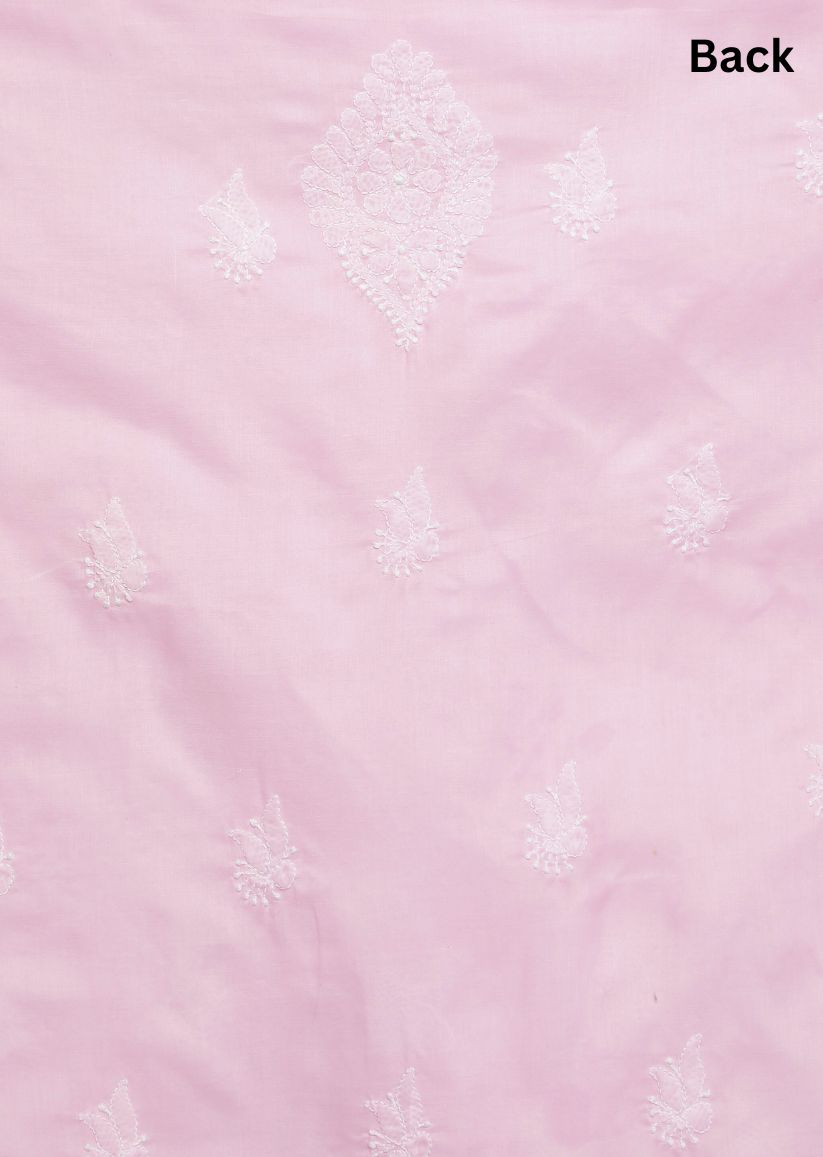 Firgun Blush Pink Lucknowi Chikankari Cotton Unstitched Suit Set