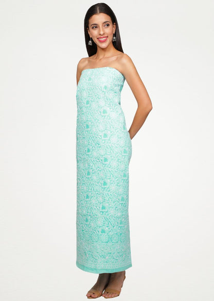 Firgun Sea Green Lucknowi Chikankari Cotton Unstitched Suit Set