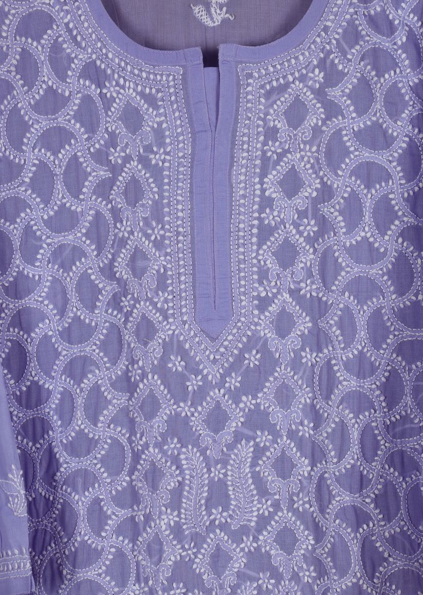 Firgun Purple Lucknowi Chikankari Cotton Kurta