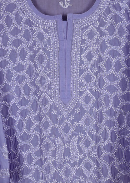 Firgun Purple Lucknowi Chikankari Cotton Kurta